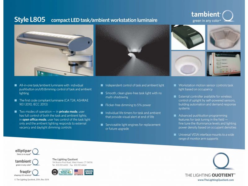 L805 LED task/ambinet Luminaire